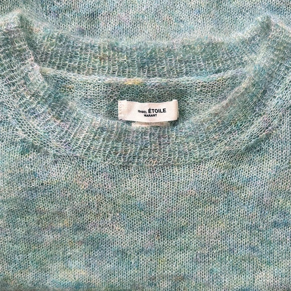Isabel Marant Étoile Clifton fuzzy mohair loose boxy sweater celadon lagarconne - Picture 5 of 8